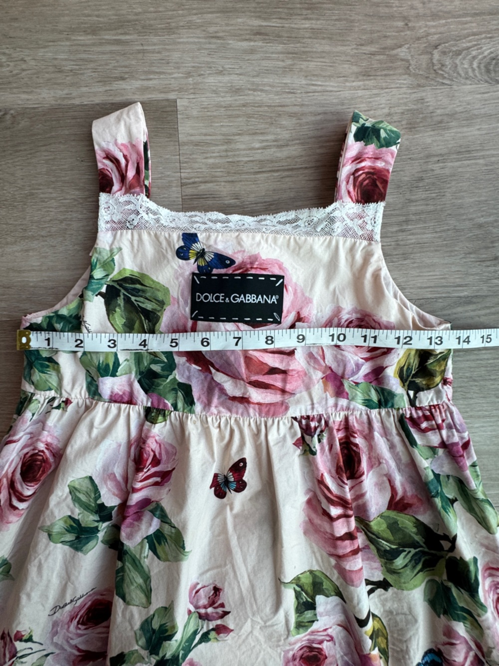 Dolce & Gabbana Girls' Pink Rose Butterly Print Cotton Sundress Sz 11/12 - Picture 13 of 14